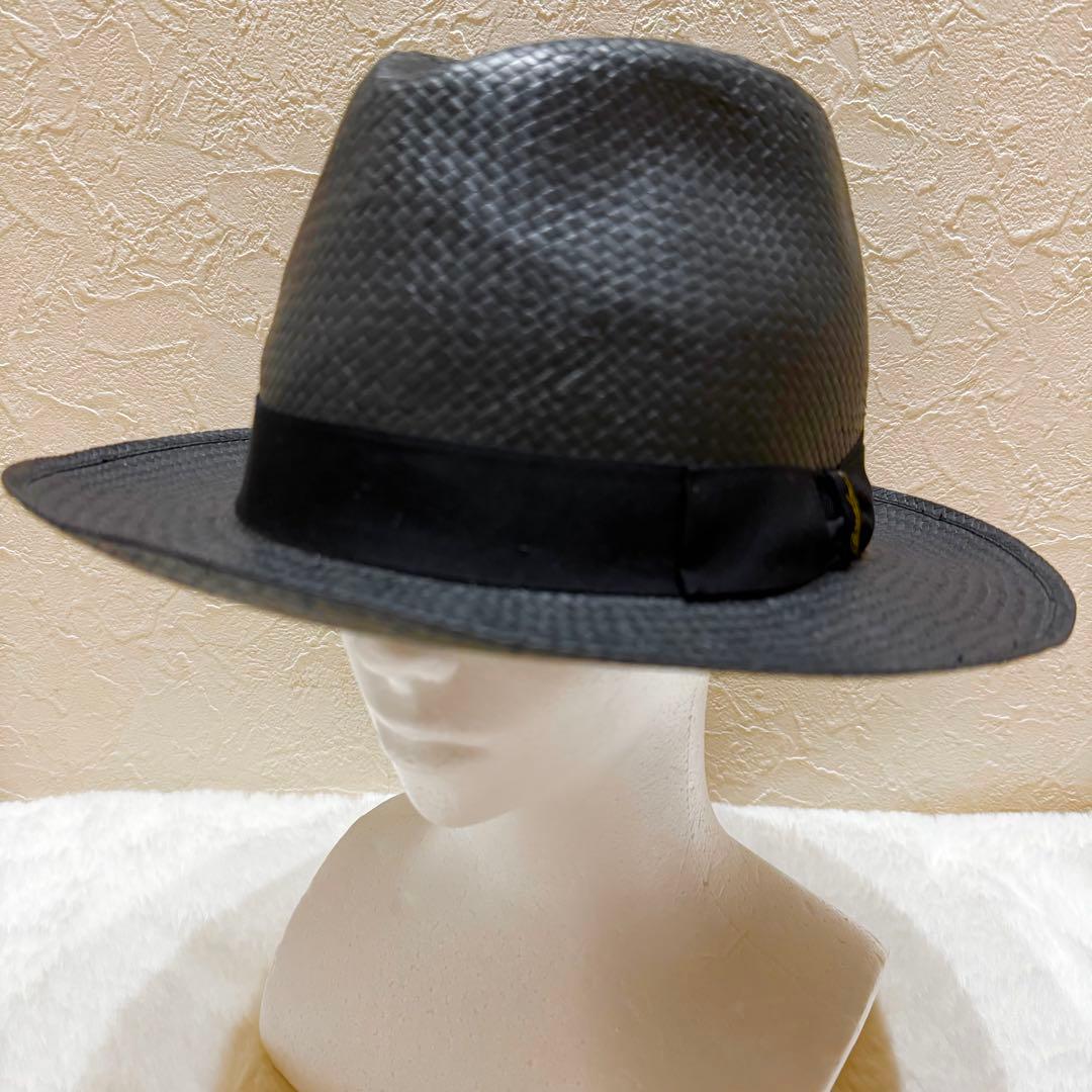 新品未使用タグ付 Borsalino　ペーパ素材　ストローハット　約61センチ