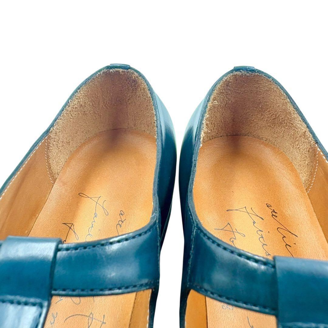 【極美品】 R.U. ベス T字ストラップシューズ 38 カーフレザー ネイビー