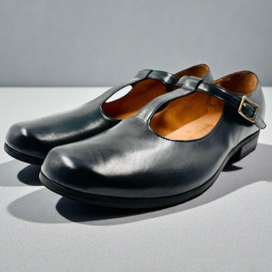 【極美品】 R.U. ベス T字ストラップシューズ 38 カーフレザー ネイビー