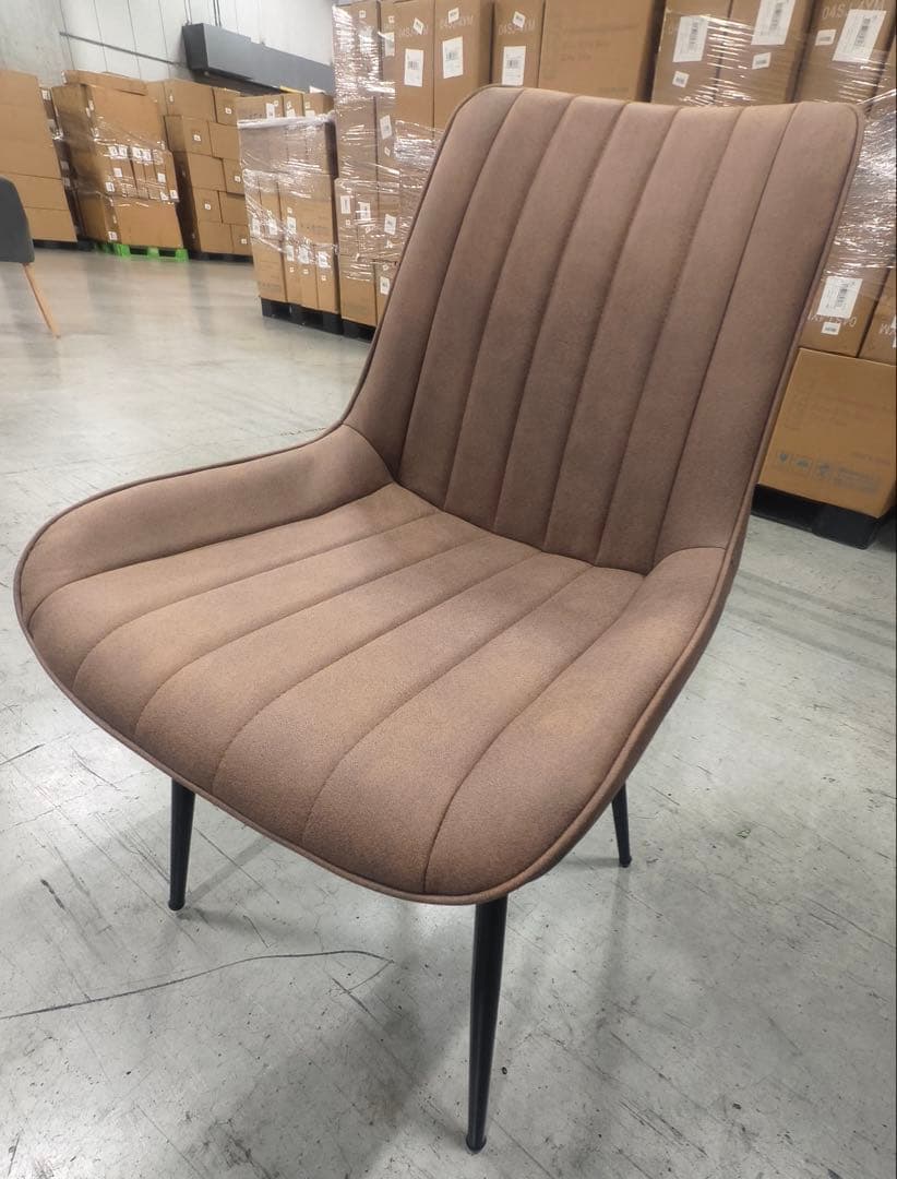 ダイニングチェア　反毛皮　疲れにくい おしゃれ 北欧風ブラウン2脚セット