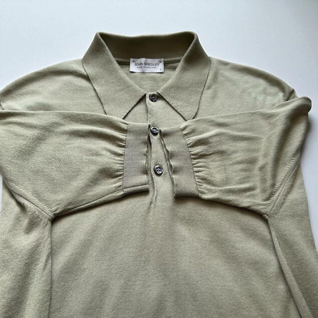 極美品 ジョンスメドレー シーアイランドコットン 半袖ニットポロ グリーン