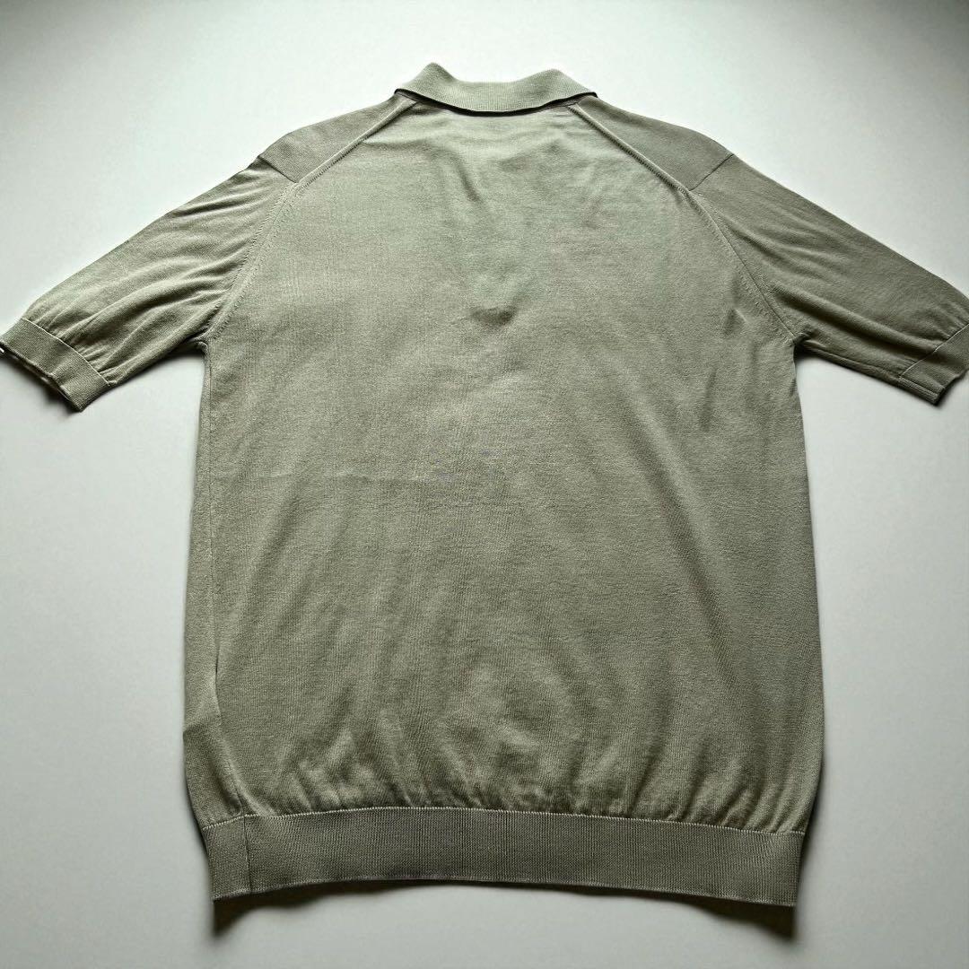 極美品 ジョンスメドレー シーアイランドコットン 半袖ニットポロ グリーン