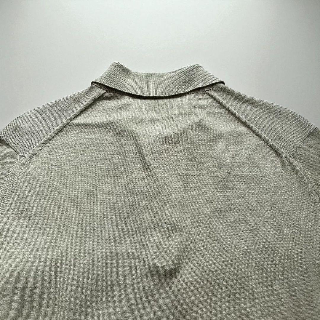 極美品 ジョンスメドレー シーアイランドコットン 半袖ニットポロ グリーン