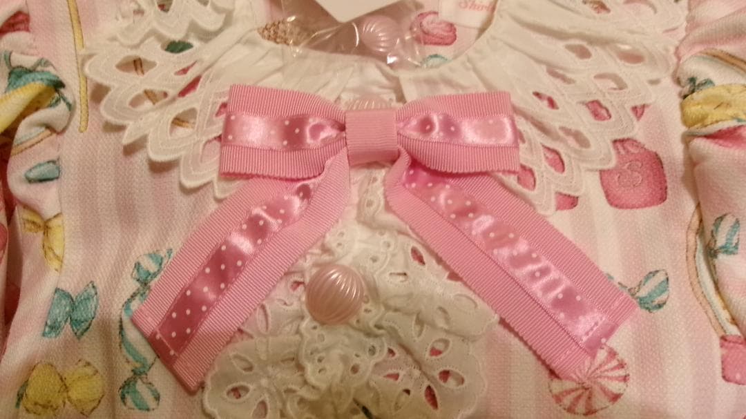 よ*ぎ様 フルーツラベルプリントワンピース・ピンク・120・シャーリーテンプル・