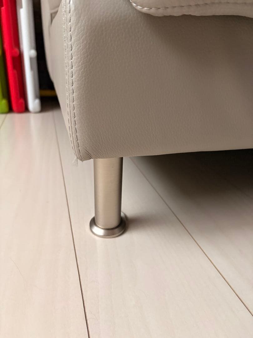 L字型レザーソファ グレー 3人掛け