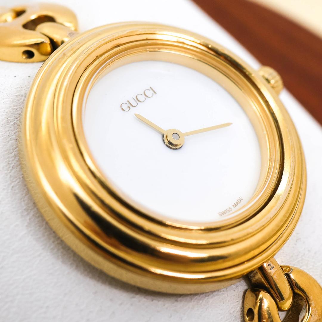 稼働 GUCCI 腕時計 チェンジベゼル チェーンブレス アンティーク 2485