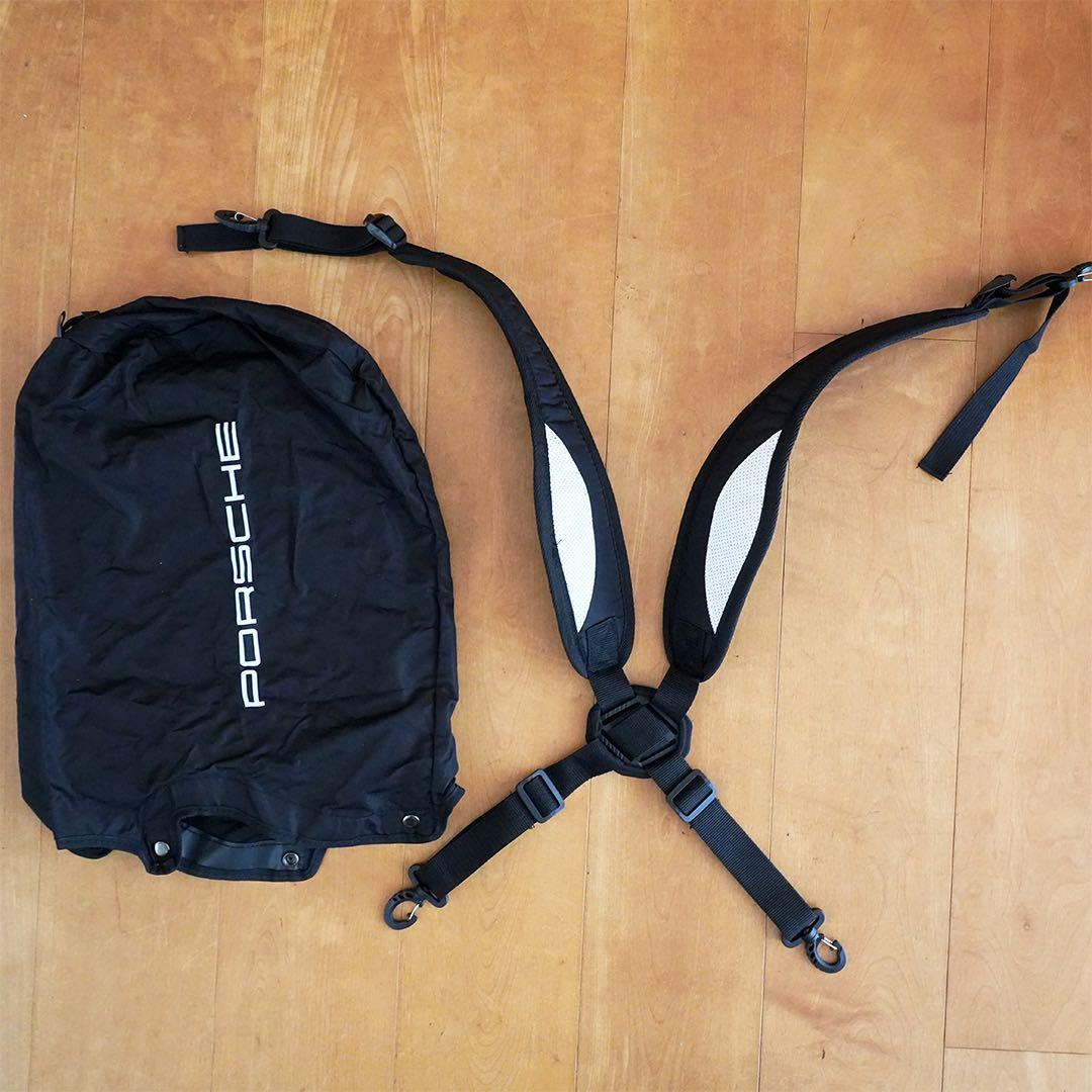 [未使用] Porsche キャディバッグ ブラック/ホワイト/焦茶のパイピング