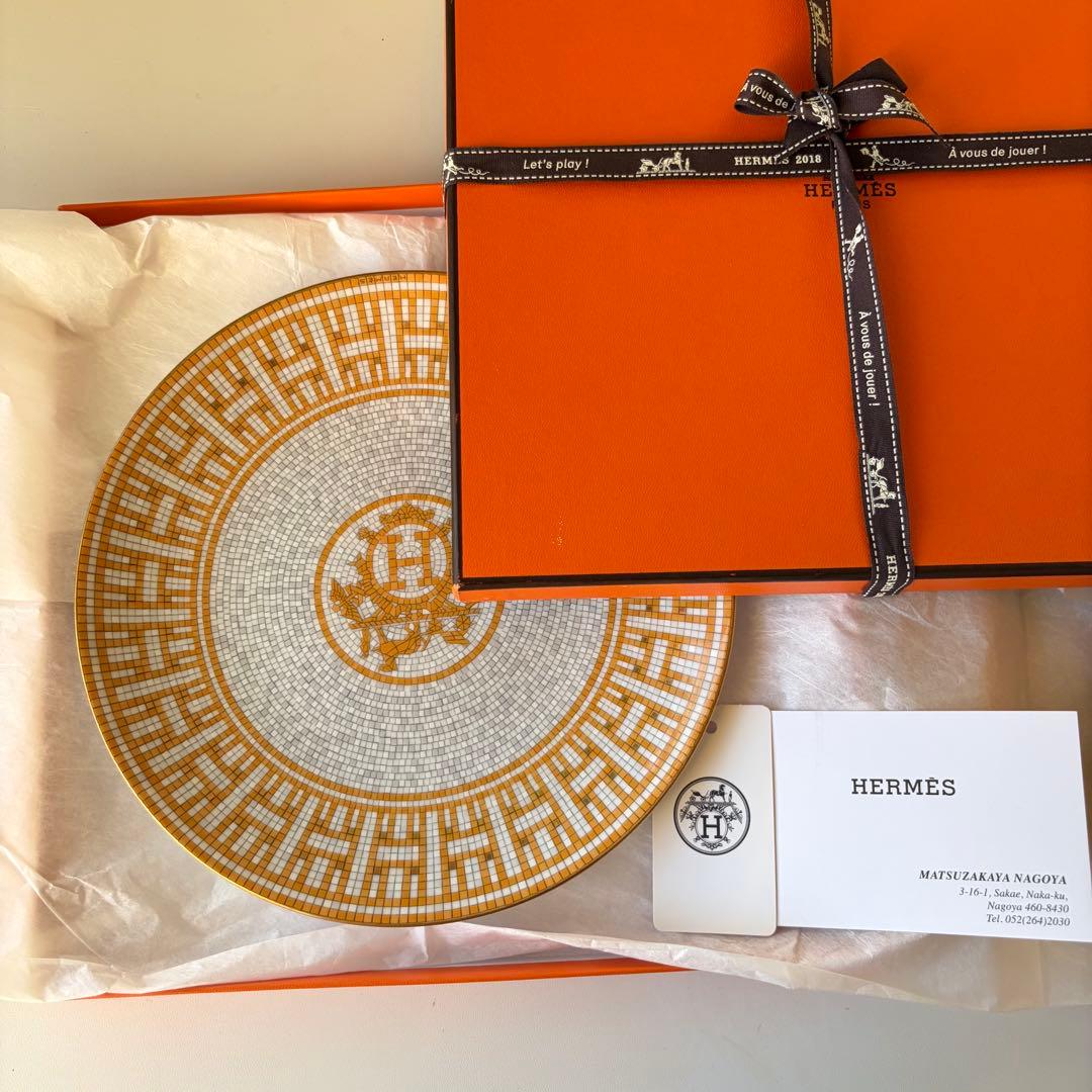 HERMES モザイクデザートプレートモザイク24箱リボンショッパーショップ袋付