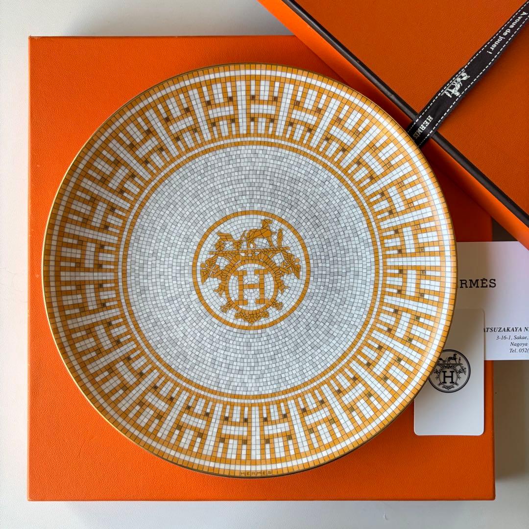 HERMES モザイクデザートプレートモザイク24箱リボンショッパーショップ袋付
