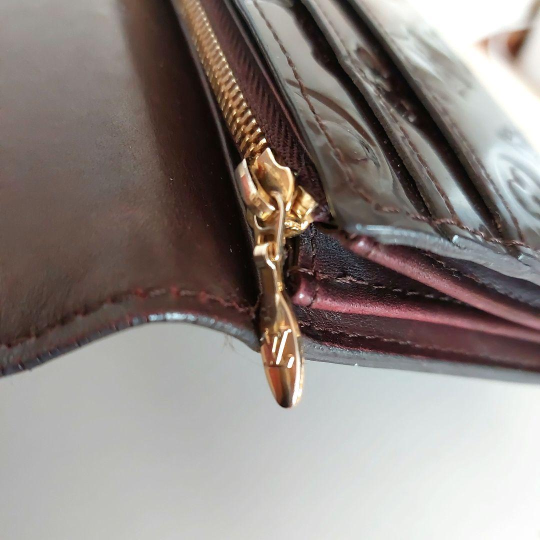 美品 ルイヴィトン ヴェルニ アマラント 10枚カード ファスナー長財布ボルドー