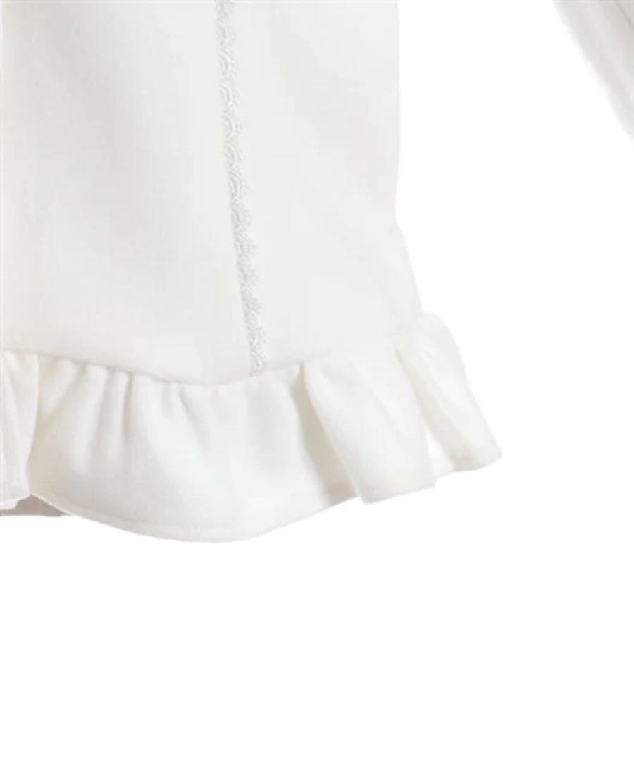 新品タグ付き★アクシーズファム★ローズリボン付フリルコートLファーベロアリボン白