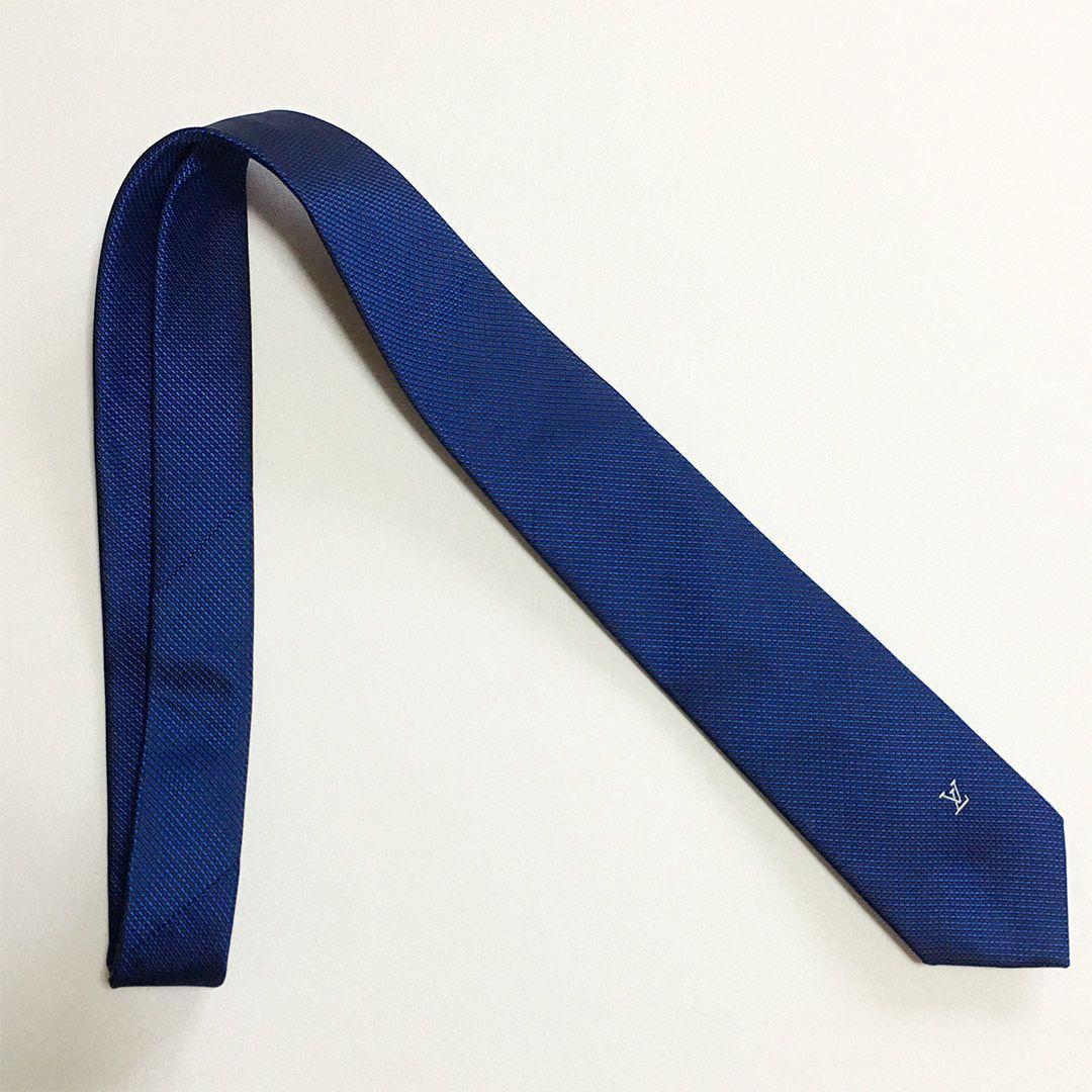 未使用級 ルイヴィトン Louis Vuitton ネクタイ シルク ブルー
