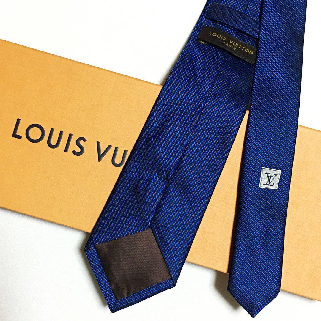 未使用級 ルイヴィトン Louis Vuitton ネクタイ シルク ブルー