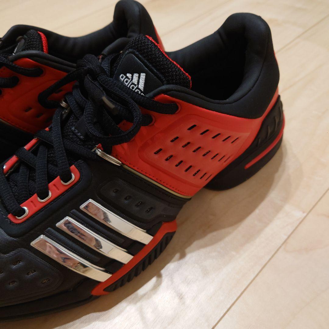 【ほぼ未使用】adidas テニスシューズ 黒/赤　27.5　バリケード6 AC