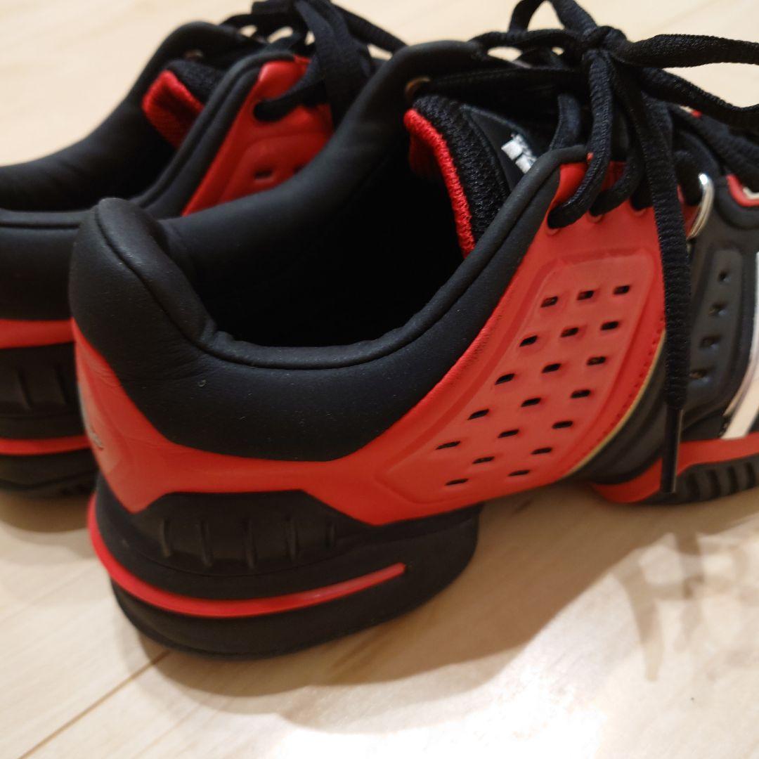 【ほぼ未使用】adidas テニスシューズ 黒/赤　27.5　バリケード6 AC