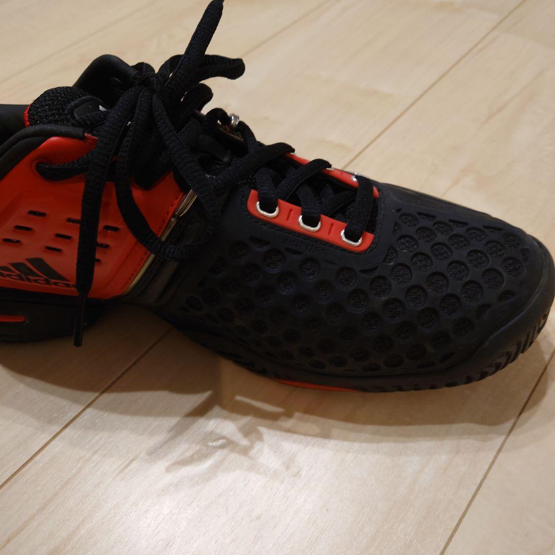 【ほぼ未使用】adidas テニスシューズ 黒/赤　27.5　バリケード6 AC