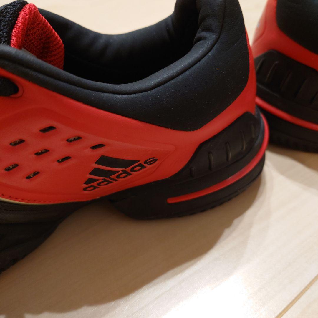 【ほぼ未使用】adidas テニスシューズ 黒/赤　27.5　バリケード6 AC