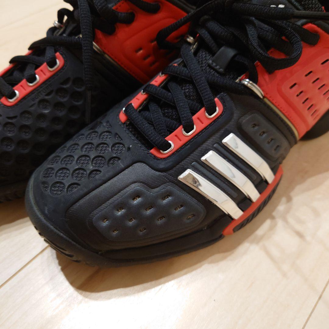 【ほぼ未使用】adidas テニスシューズ 黒/赤　27.5　バリケード6 AC