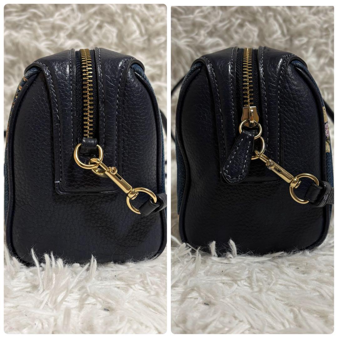 ✨希少✨コーチ ショルダーバッグ 花柄 デニム ゴールド金具 2way ネイビー
