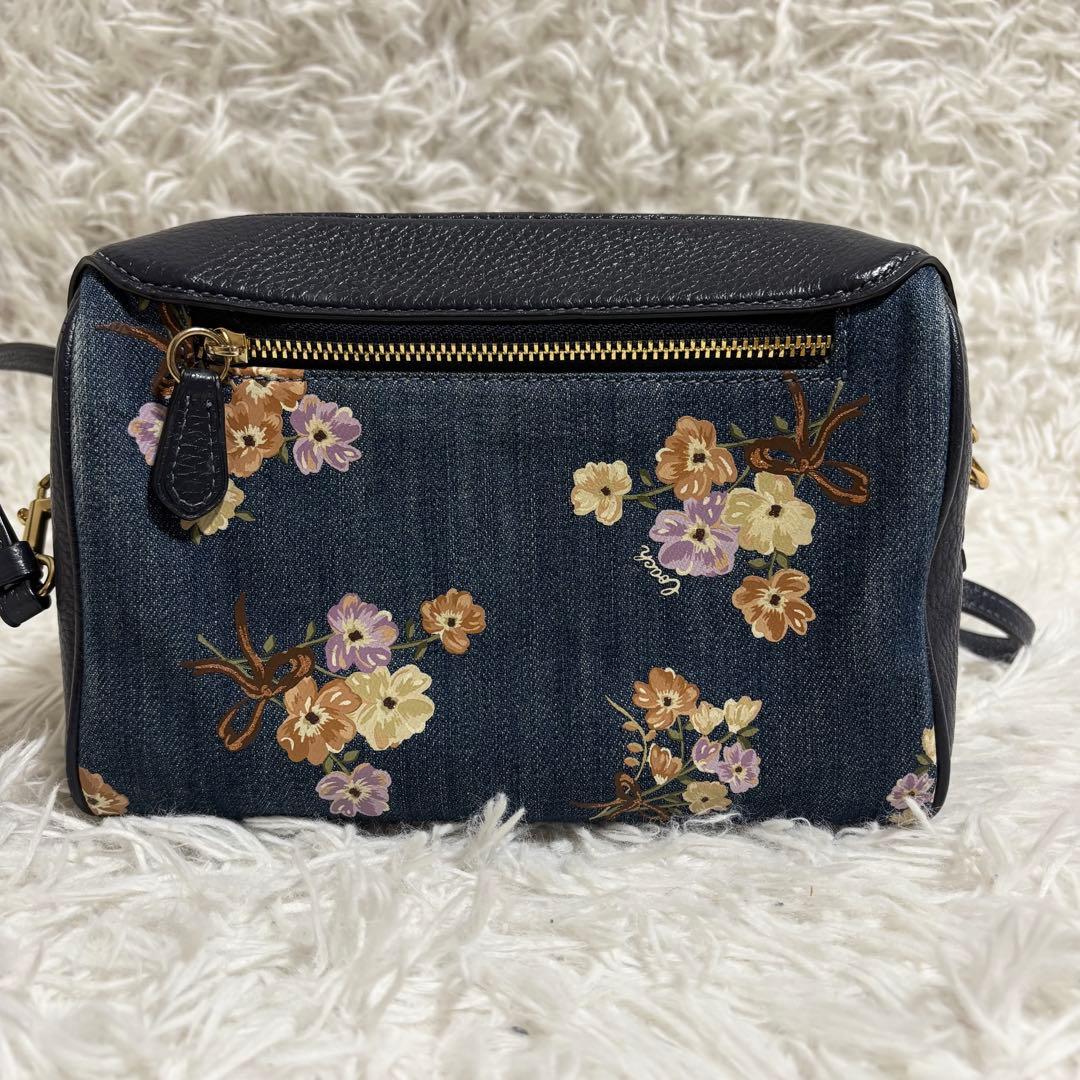 ✨希少✨コーチ ショルダーバッグ 花柄 デニム ゴールド金具 2way ネイビー
