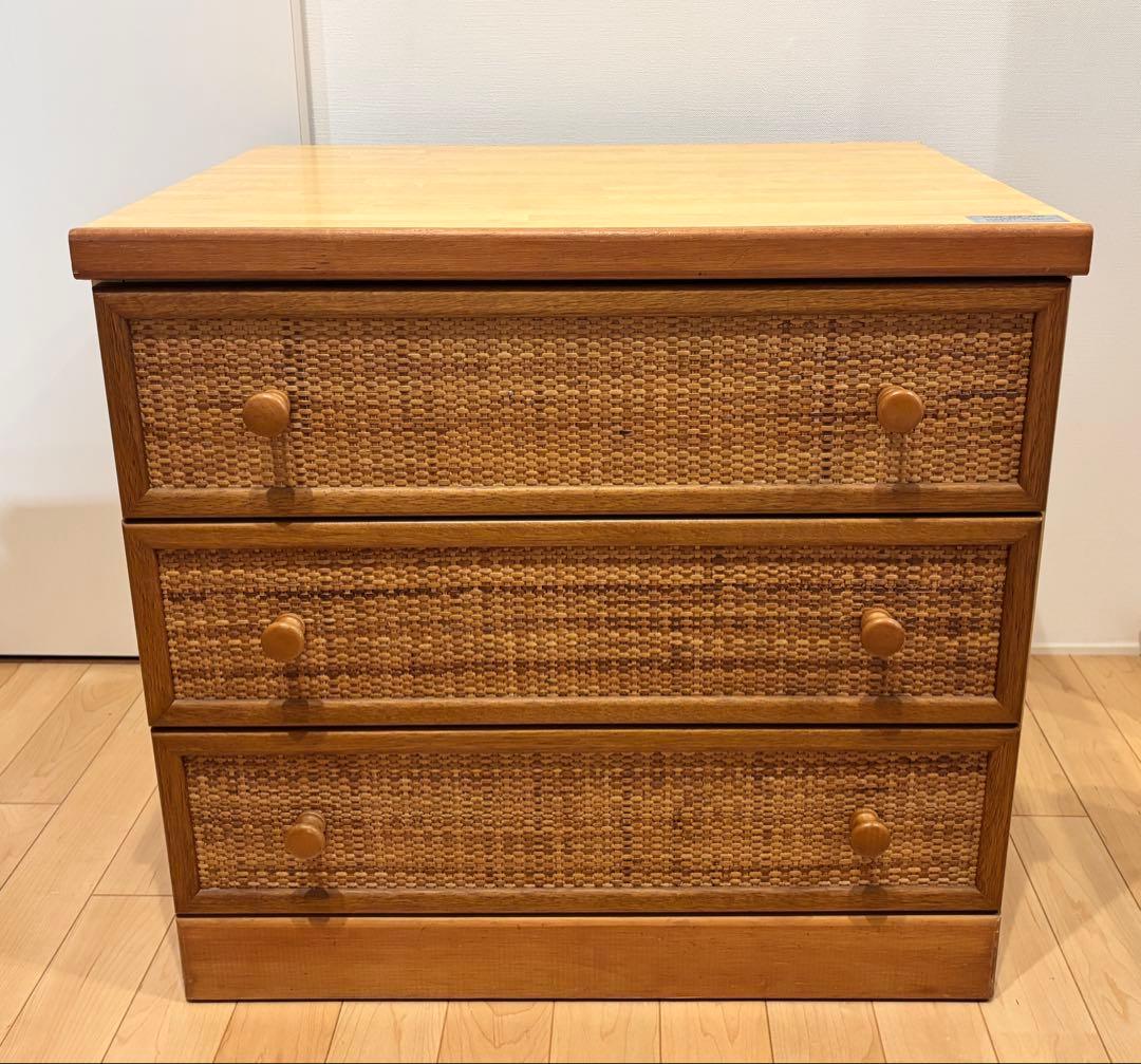 ラタン　３段チェスト