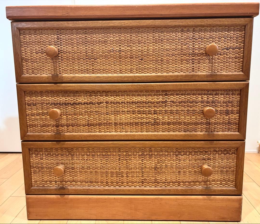 ラタン　３段チェスト