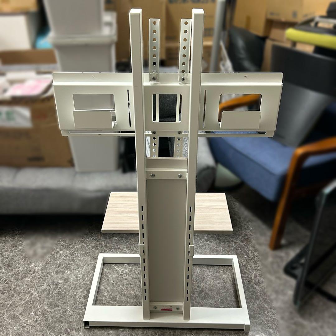 木目調壁寄りテレビスタンド ホワイト 65Vまで対応 ハヤト工産 テレビ台