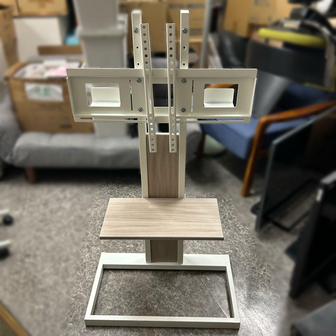 木目調壁寄りテレビスタンド ホワイト 65Vまで対応 ハヤト工産 テレビ台