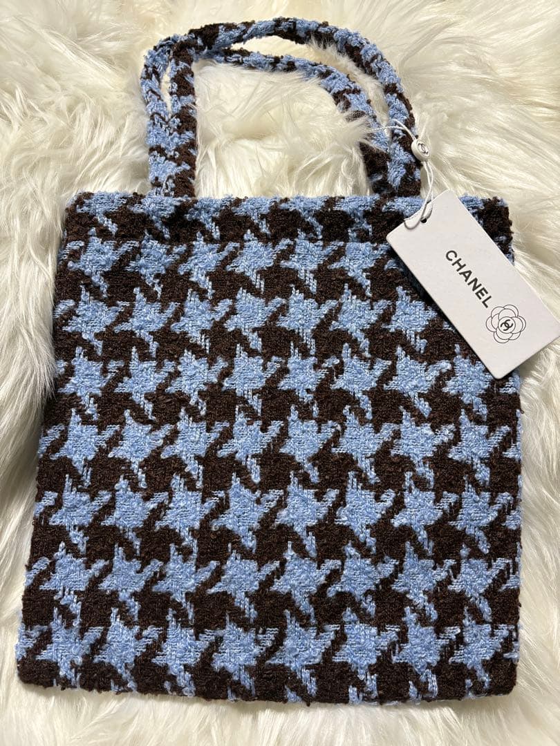 ク*ン様 シャネル CHANEL 千鳥 ブルー スパンコール トートバッグ