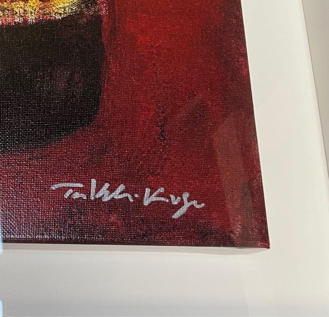 久下貴史 版画 (キャンバスジクレー) 猫にワインは豚に真珠的かも　大サイズ