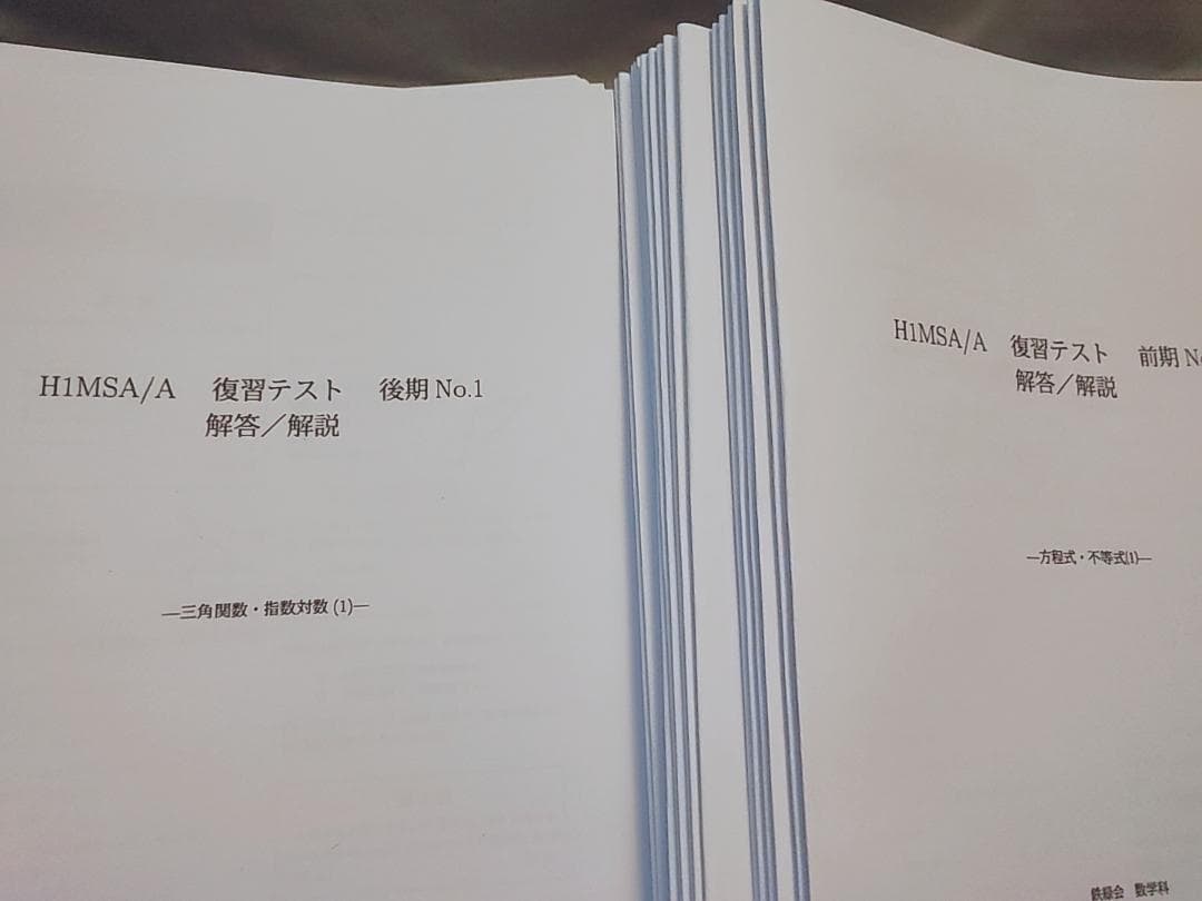 鉄緑会　H1MSA/A　高1数学　復習テスト　問題・解説セット　駿台　河合塾