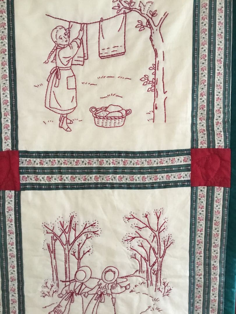 アンの田舎生活 刺繍キルト 約94cm タペストリー