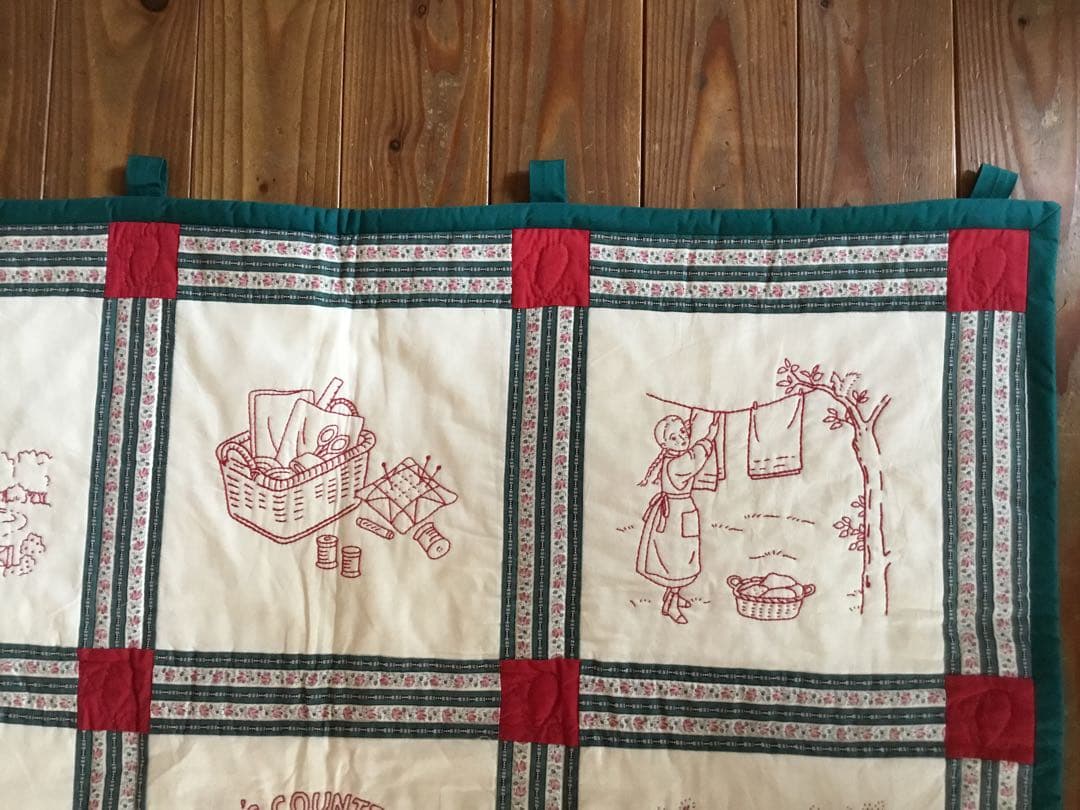 アンの田舎生活 刺繍キルト 約94cm タペストリー