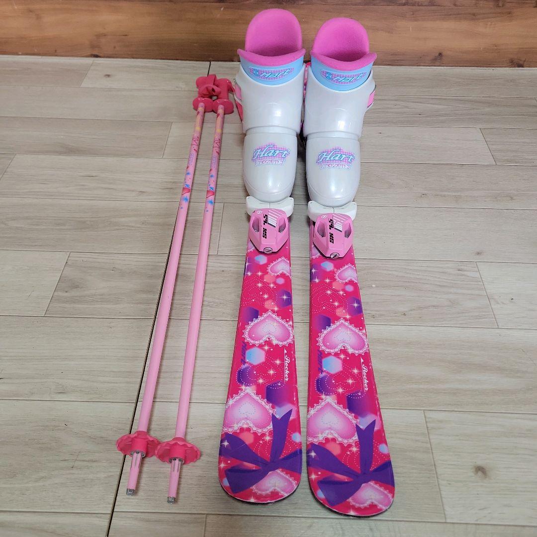 KAZAMA カザマ スキー 4点セット 106cm キッズ用 ジュニア ピンク