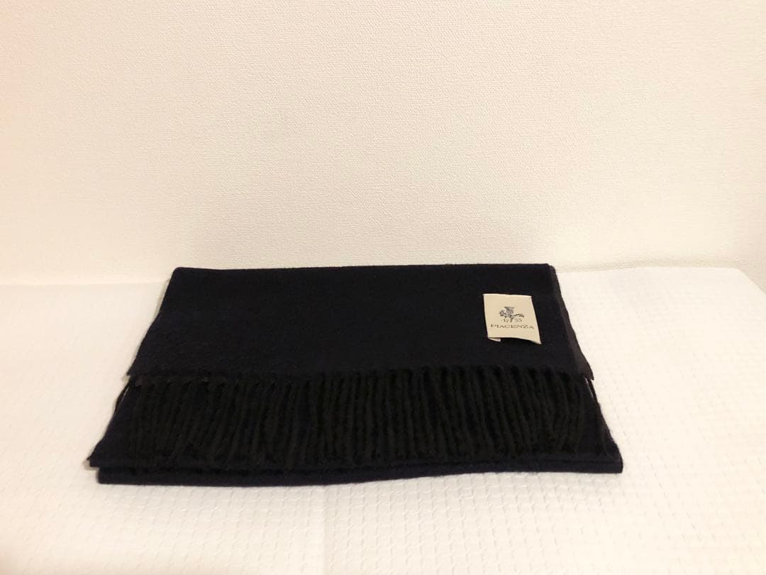 PIACENZA ピアチェンツァ シルク カシミヤ マフラー濃紺/ダークグレー