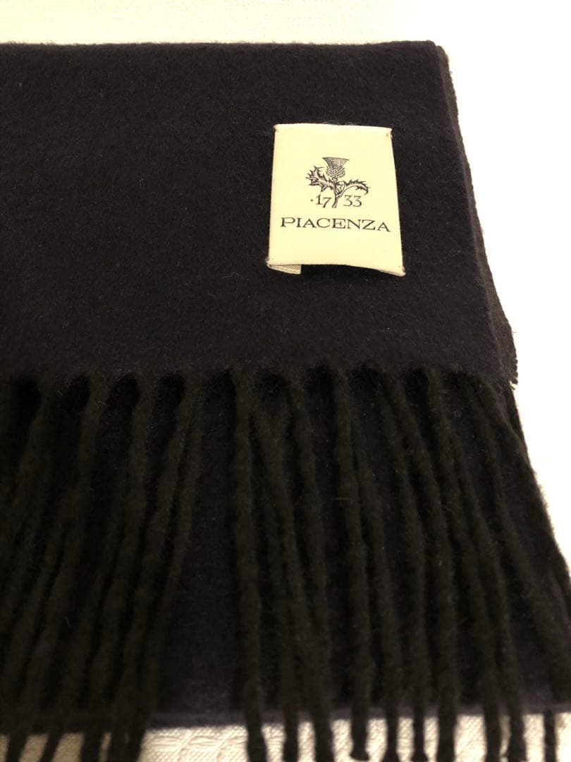 PIACENZA ピアチェンツァ シルク カシミヤ マフラー濃紺/ダークグレー