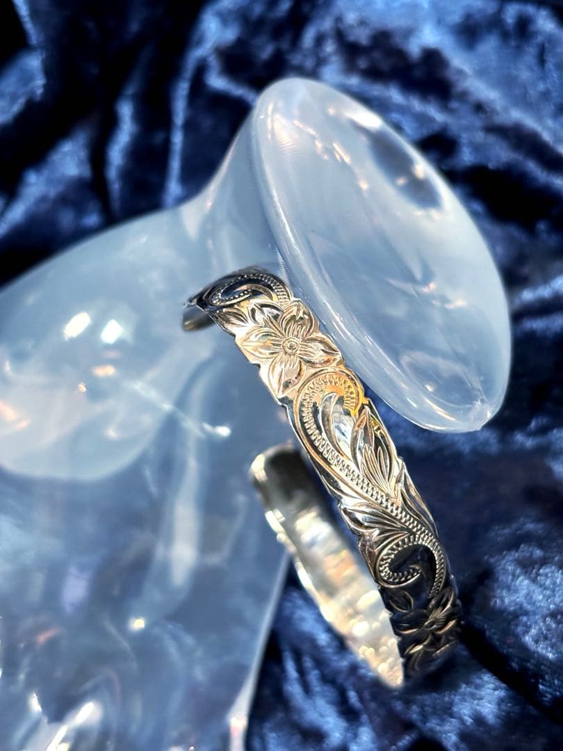 [手彫り]ハワイアンバングル(ハイビスカス/S/シルバー) starring