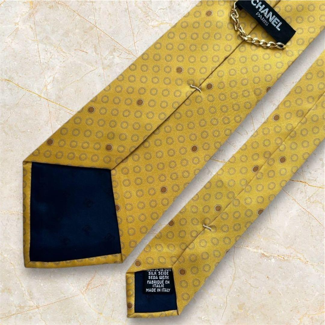 ガスティーノ様 ヴィンテージ シャネルシルク ネクタイ ゴールドチェーンタグ
