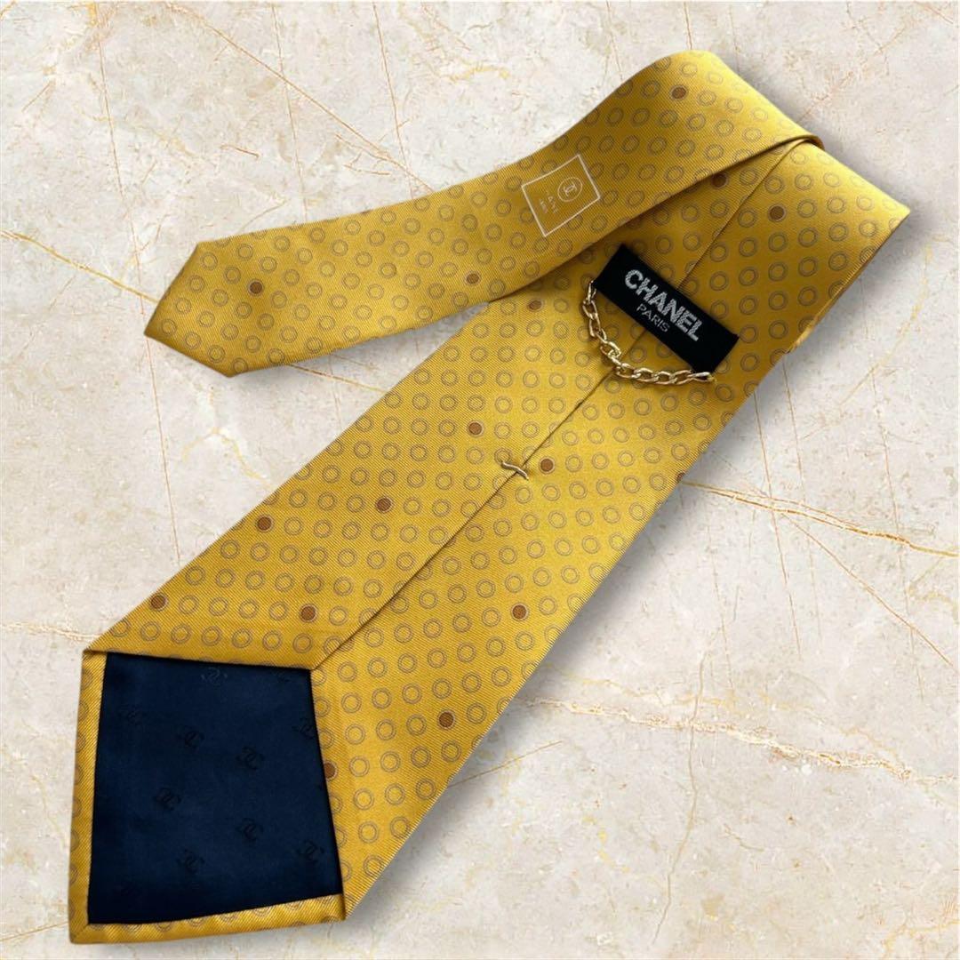 ガスティーノ様 ヴィンテージ シャネルシルク ネクタイ ゴールドチェーンタグ
