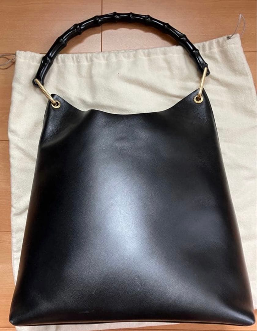 GUCCI グッチ バンブー レザー ポーチ付　トートバッグ