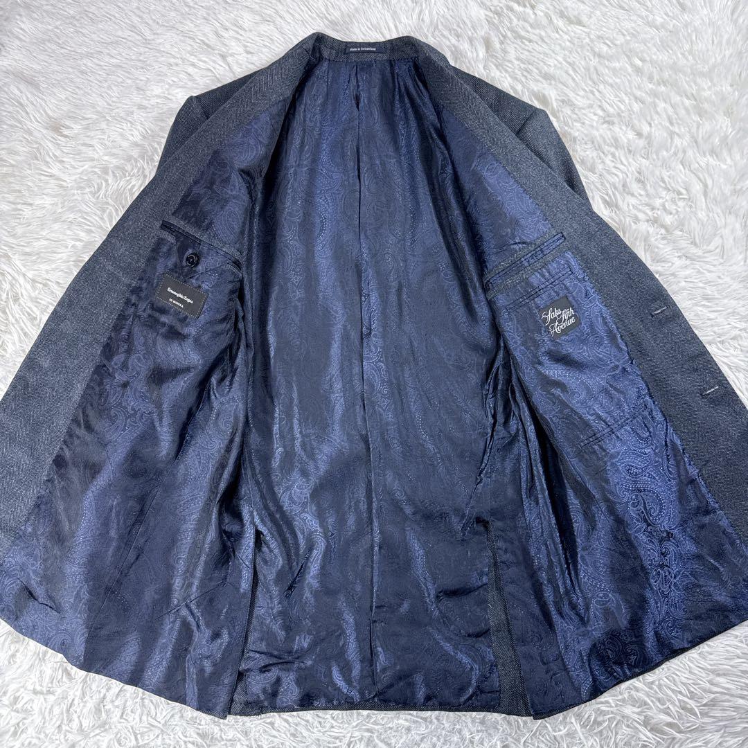 【アンゴラ混】スイス製 エルメネジルドゼニア ヘリンボーン ジャケット 52R