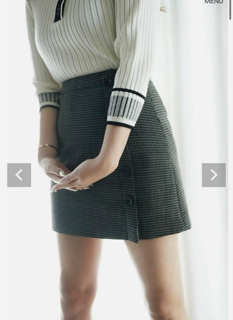 ♡kei♡【sheller】ツイードボタンミニスカート