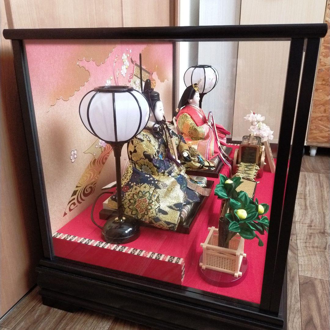 美品 雛人形 親王飾 人形の久月 ガラスケース入り 防虫剤付き