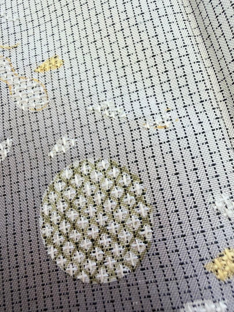 未使用 高級 訪問着 正絹 袷 白大島紬 刺繍 ホワイト 暈し染め パールトーン