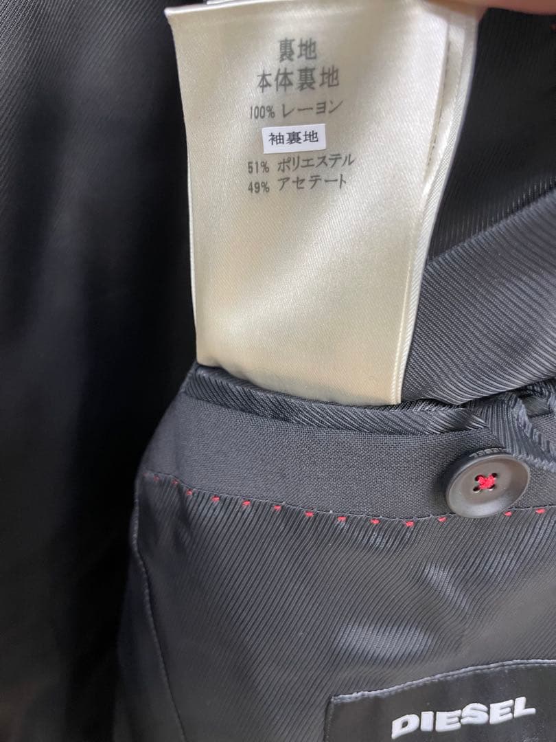 ディーゼル 2way フード付きテーラードジャケット ウール 黒 L