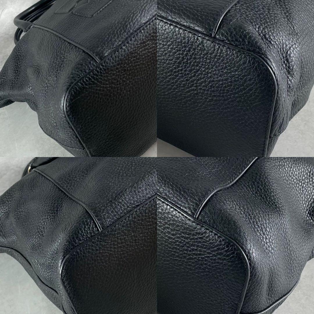 ✨美品✨トリーバーチ　ボンベT サッチェル　2way エンボスロゴ　レザー　黒