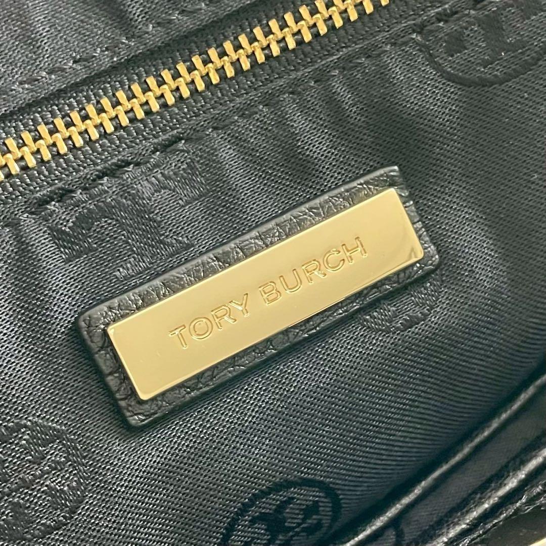✨美品✨トリーバーチ　ボンベT サッチェル　2way エンボスロゴ　レザー　黒