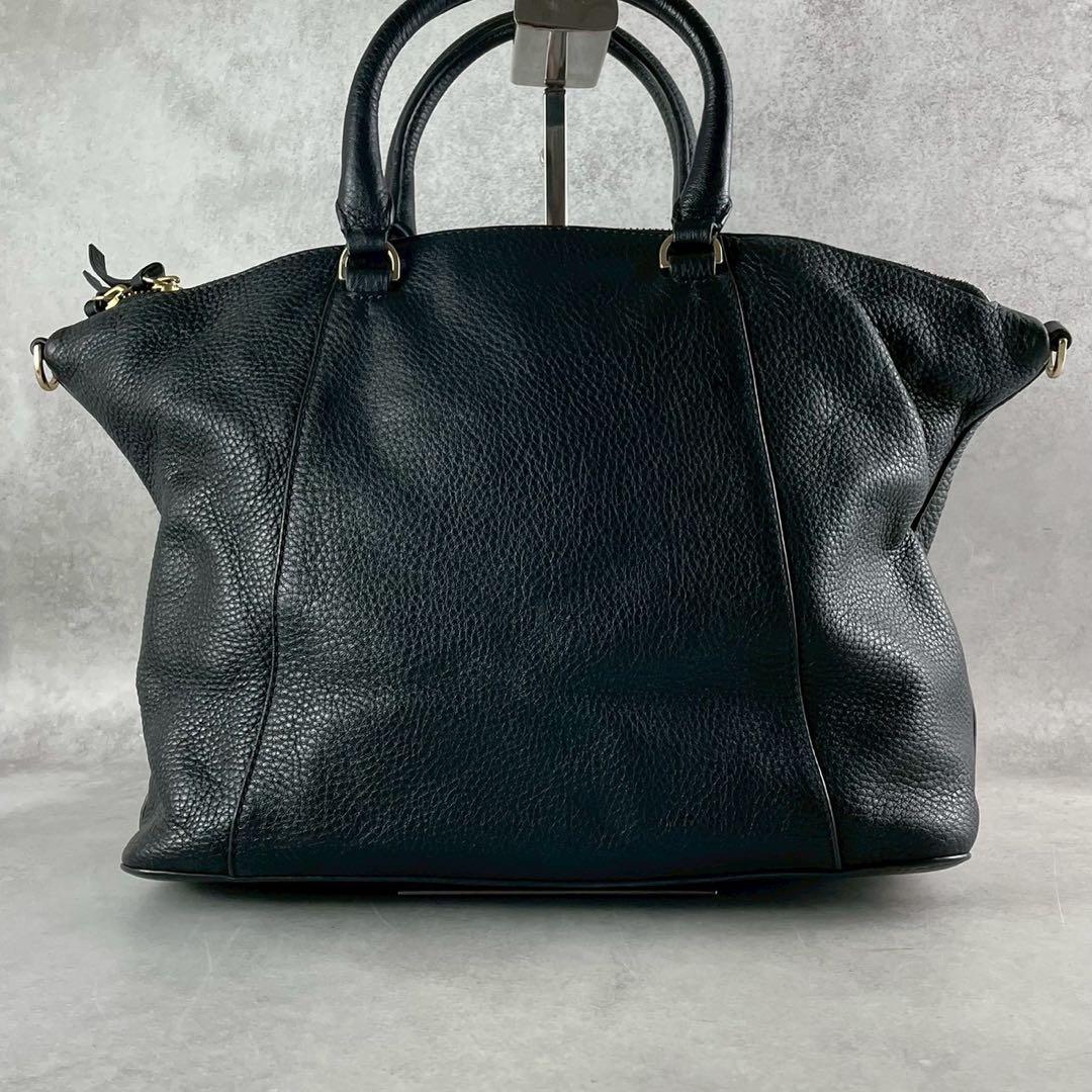 ✨美品✨トリーバーチ　ボンベT サッチェル　2way エンボスロゴ　レザー　黒