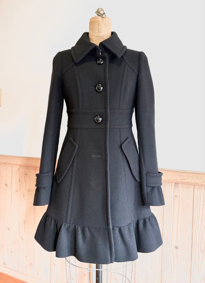 Burberryブルーレーベル/ブラックフリルロングコート