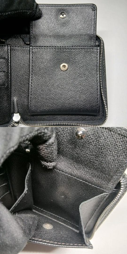 未使用に近い ルイヴィトン ラウンドファスナー財布 二つ折り タイガ 黒系